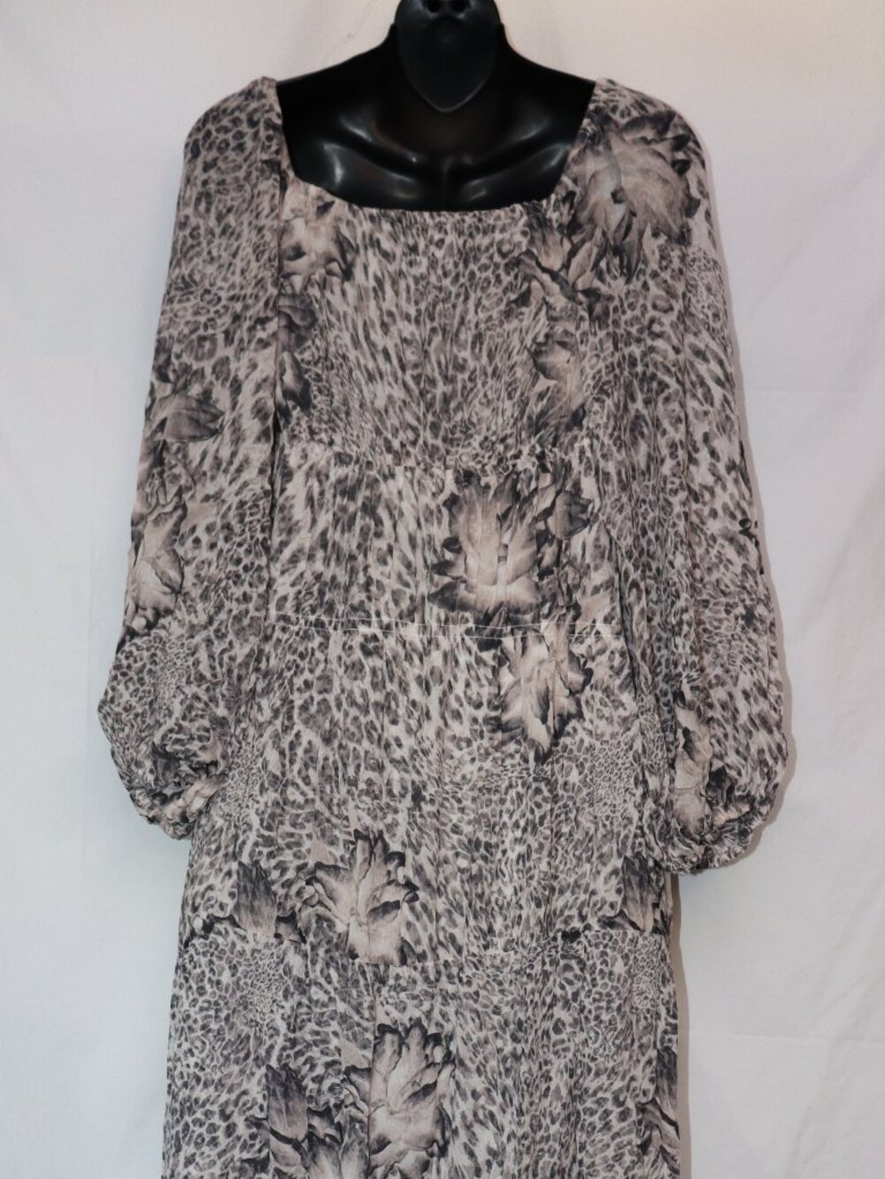 ALLSAINTS Grey & Black Animal Print Dress – Size UK 4 / US 0 / EU 32 - Picture 7 of 14